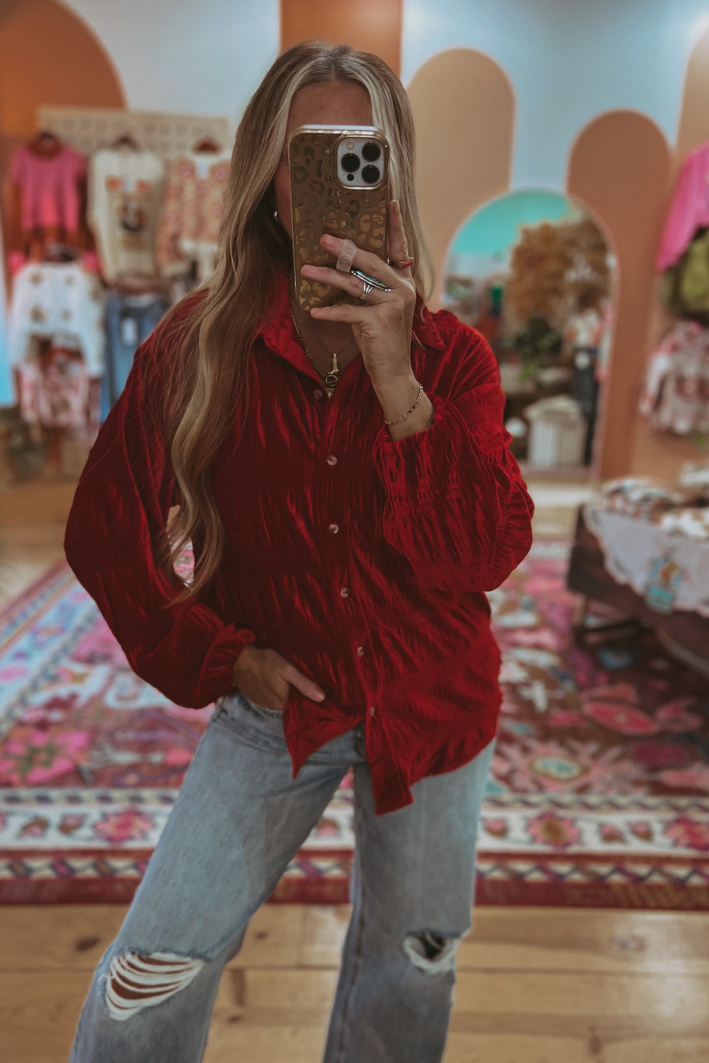 To The Moon Velvet Blouse