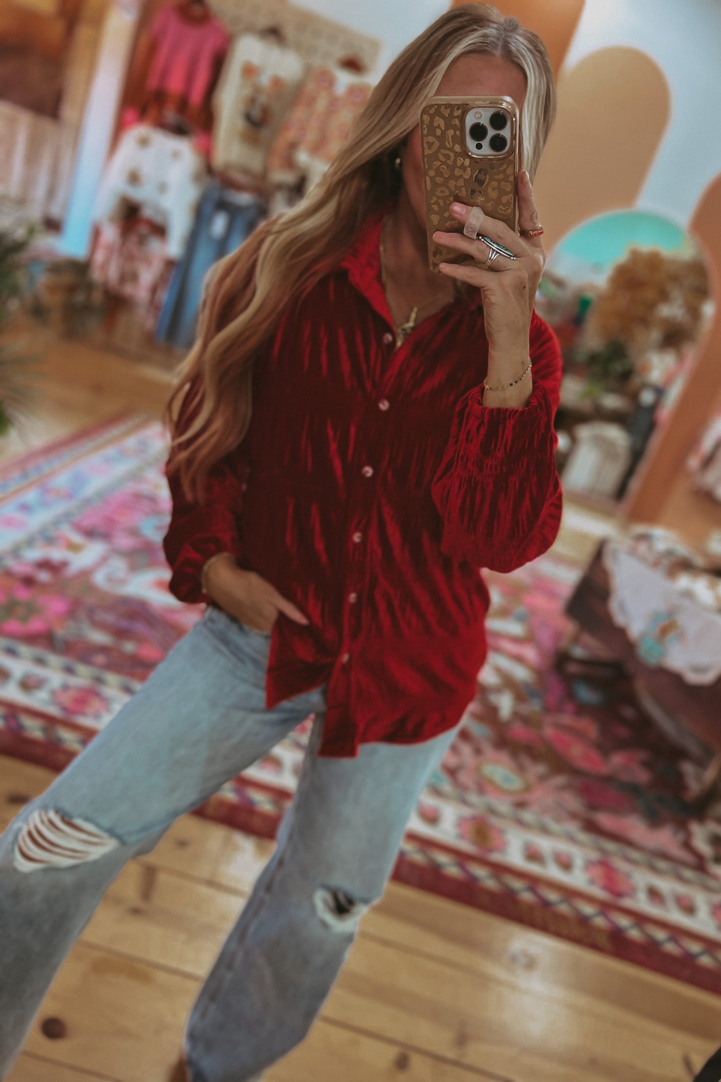 To The Moon Velvet Blouse