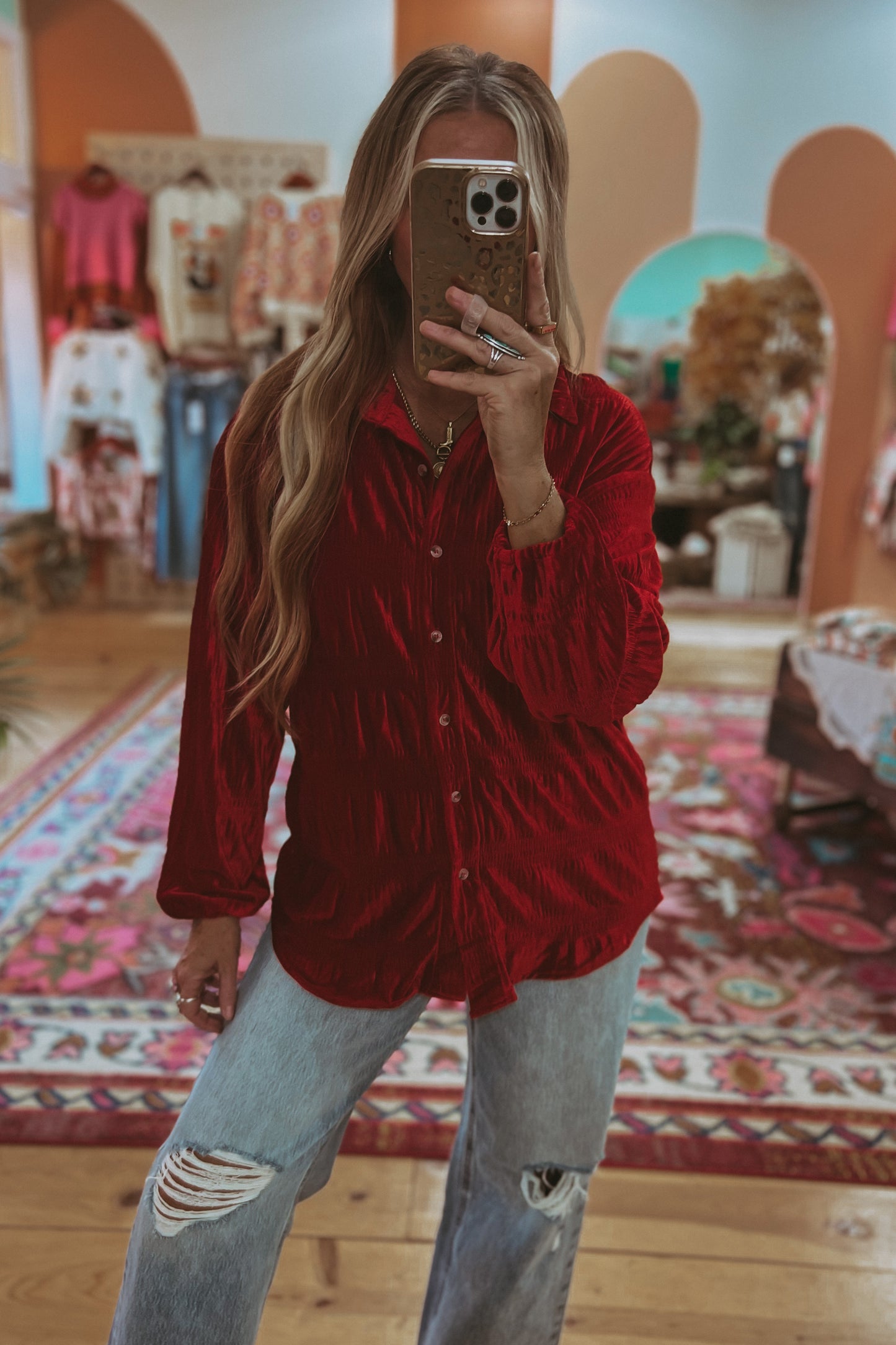 To The Moon Velvet Blouse