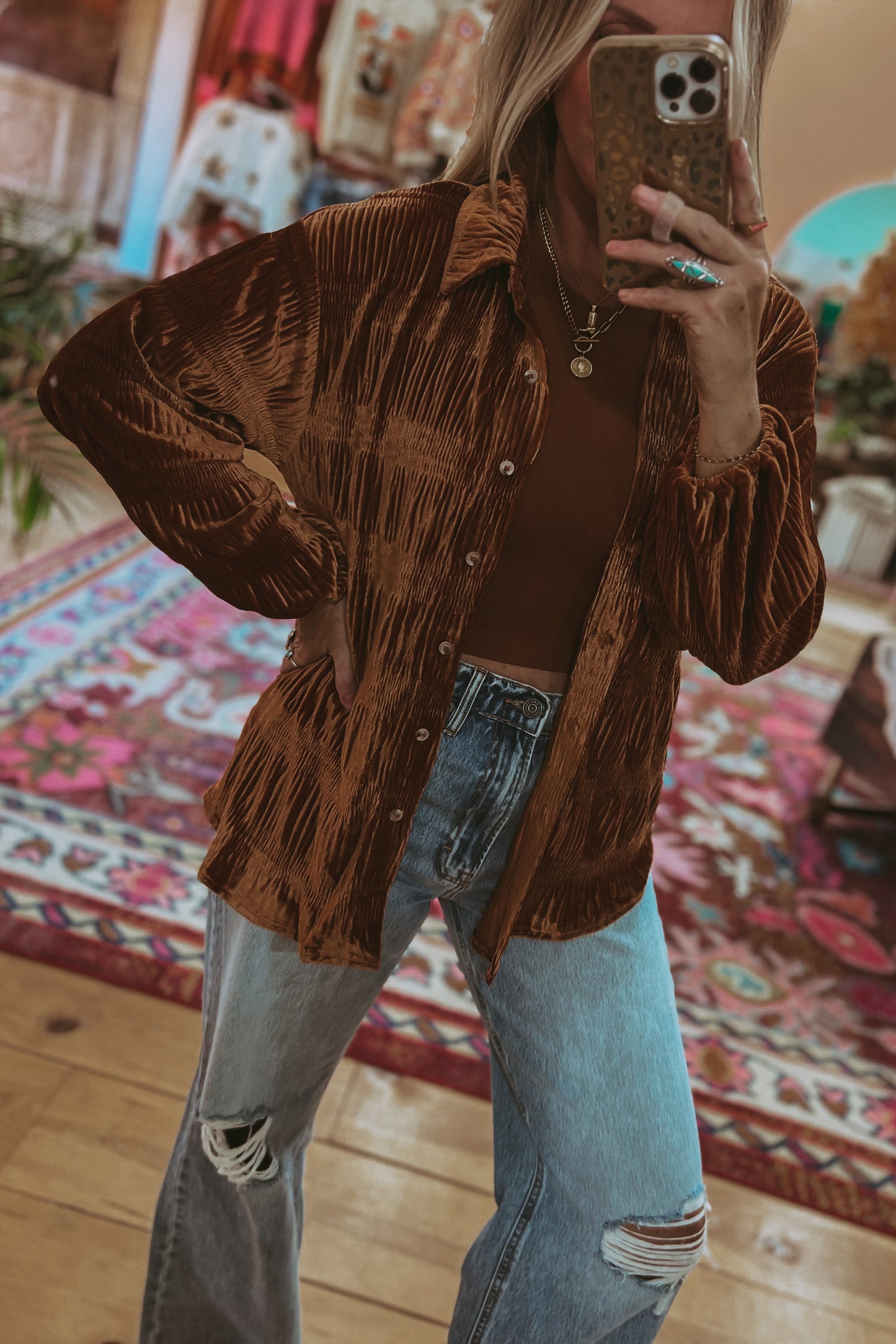 To The Moon Velvet Blouse