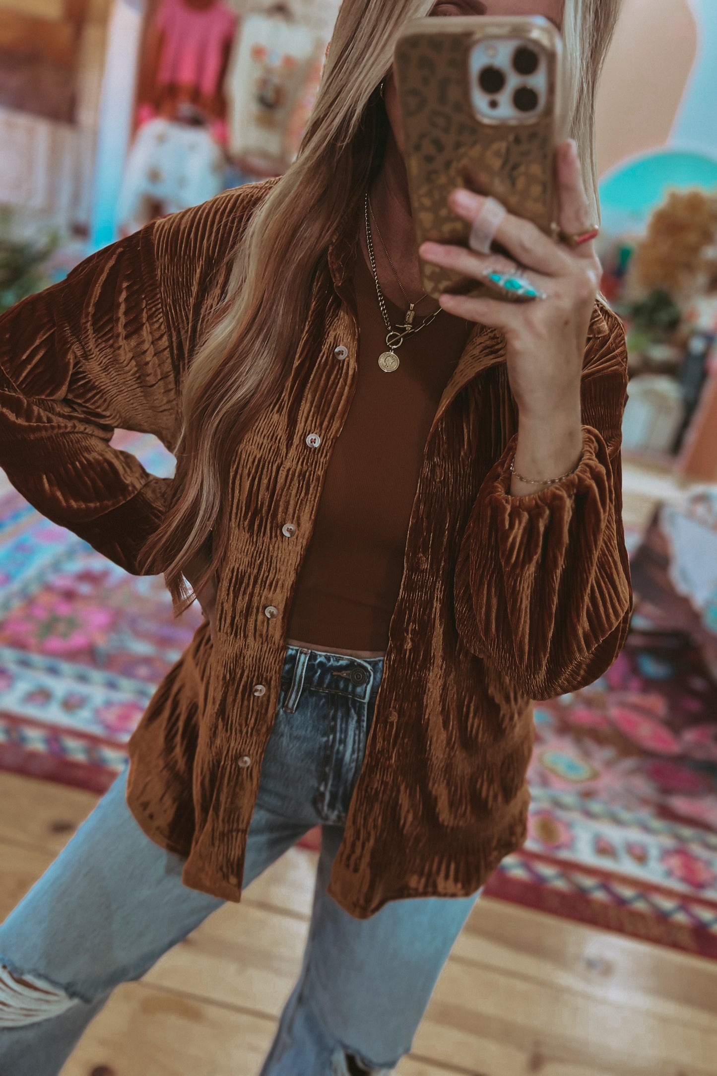 To The Moon Velvet Blouse