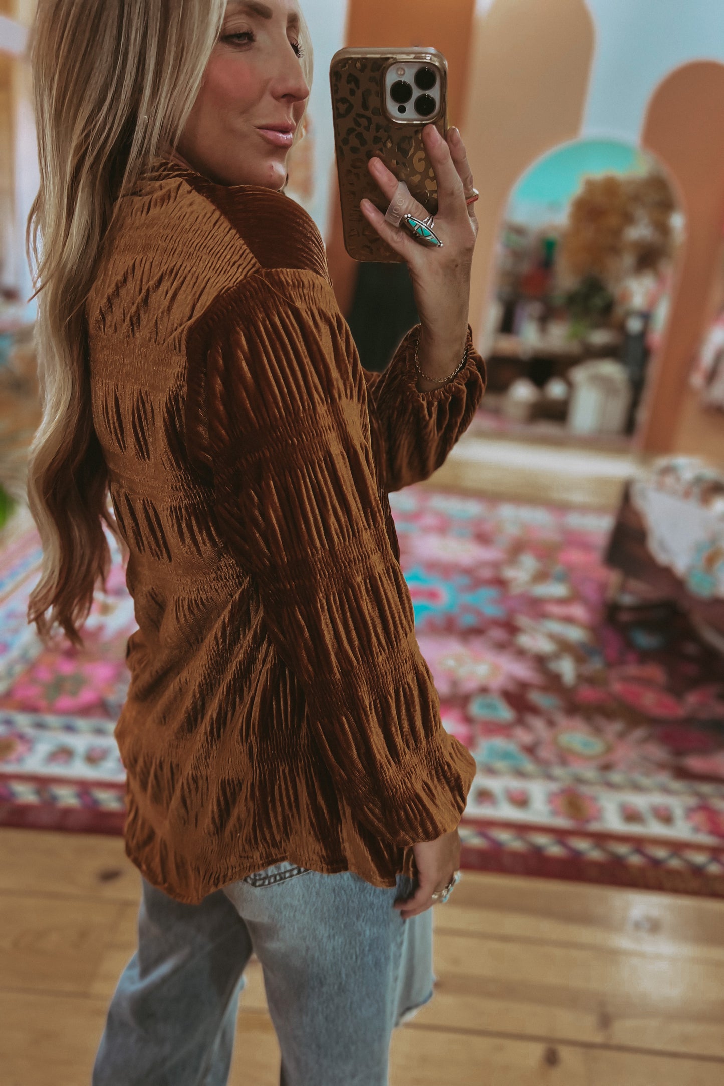 To The Moon Velvet Blouse
