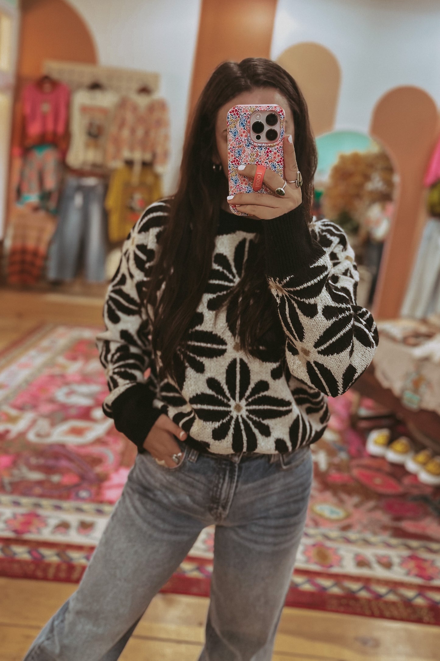 Nora Floral Knit Sweater