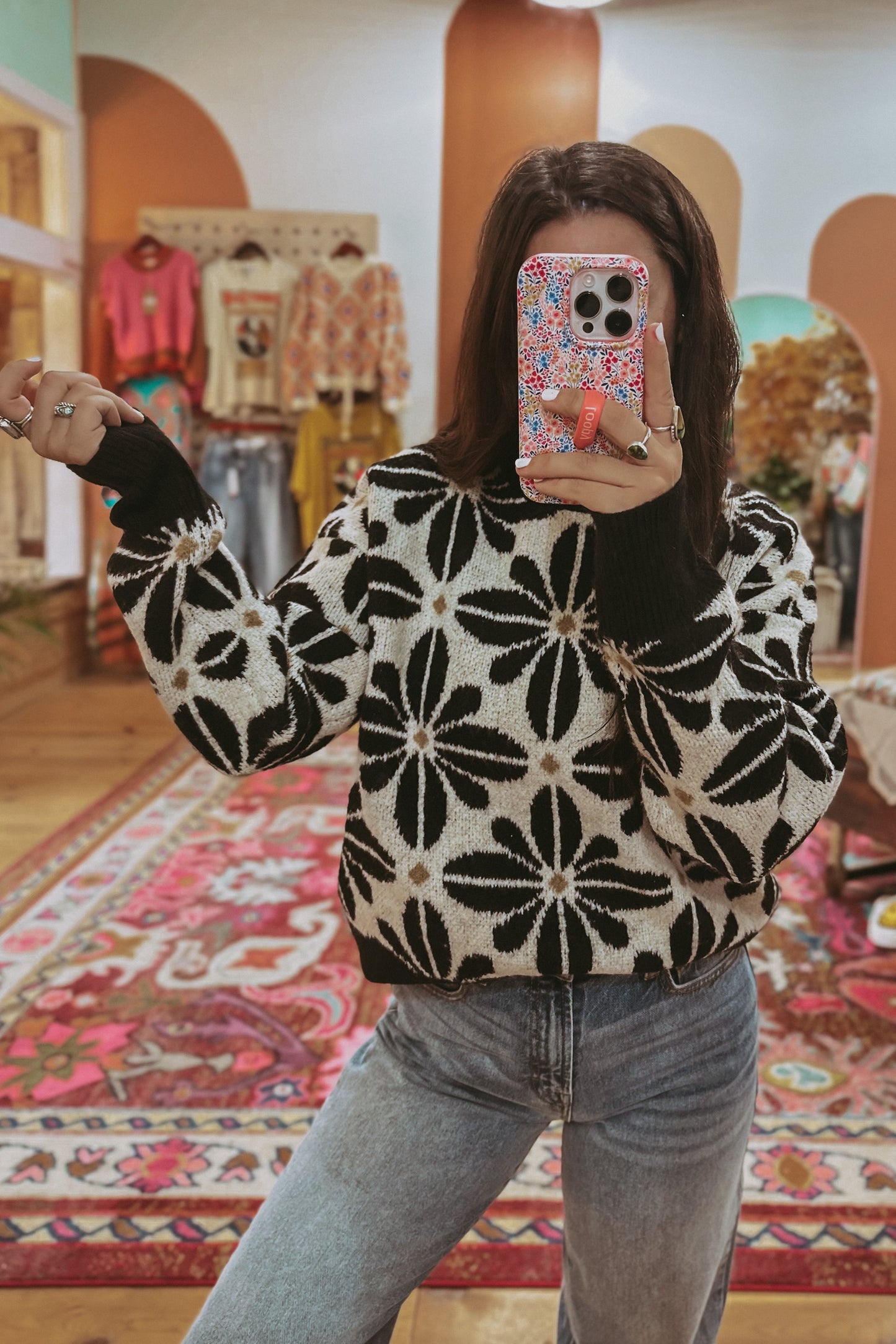 Nora Floral Knit Sweater