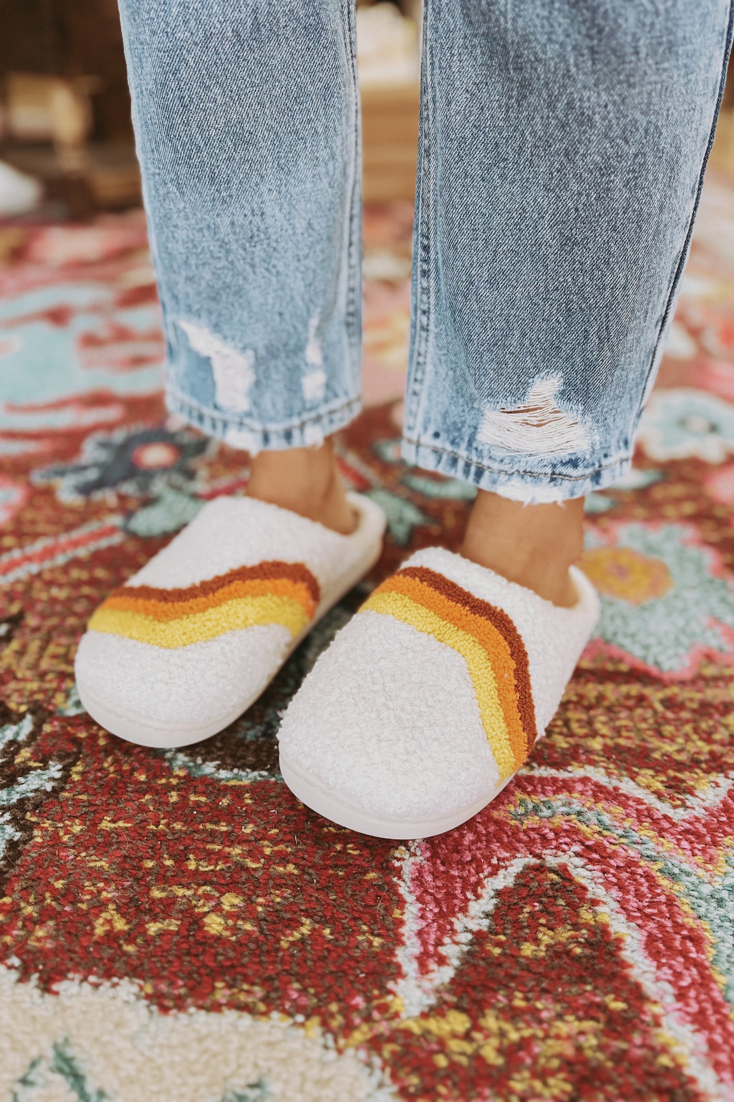 Retro Path Sherpa Slippers