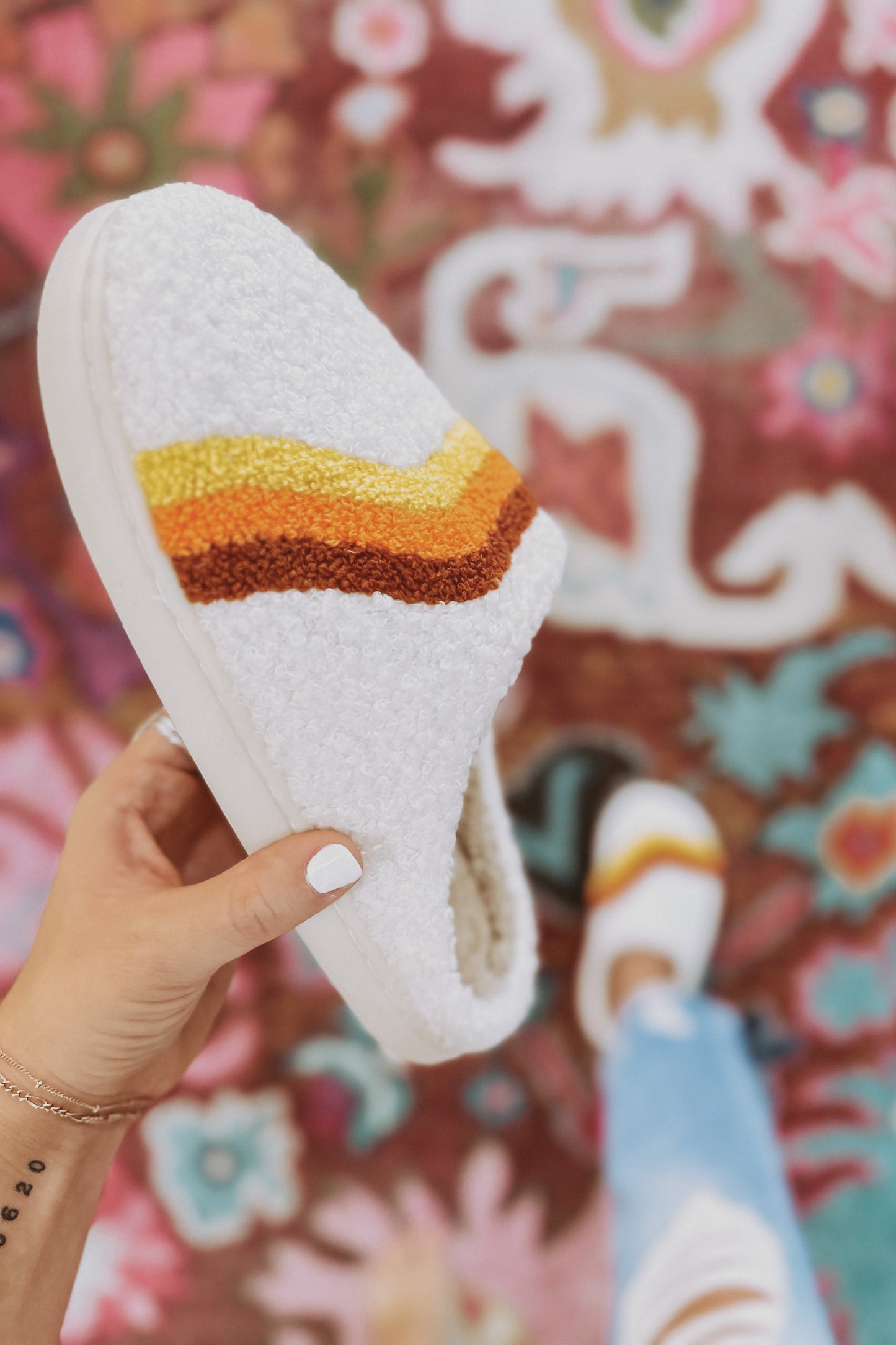 Retro Path Sherpa Slippers
