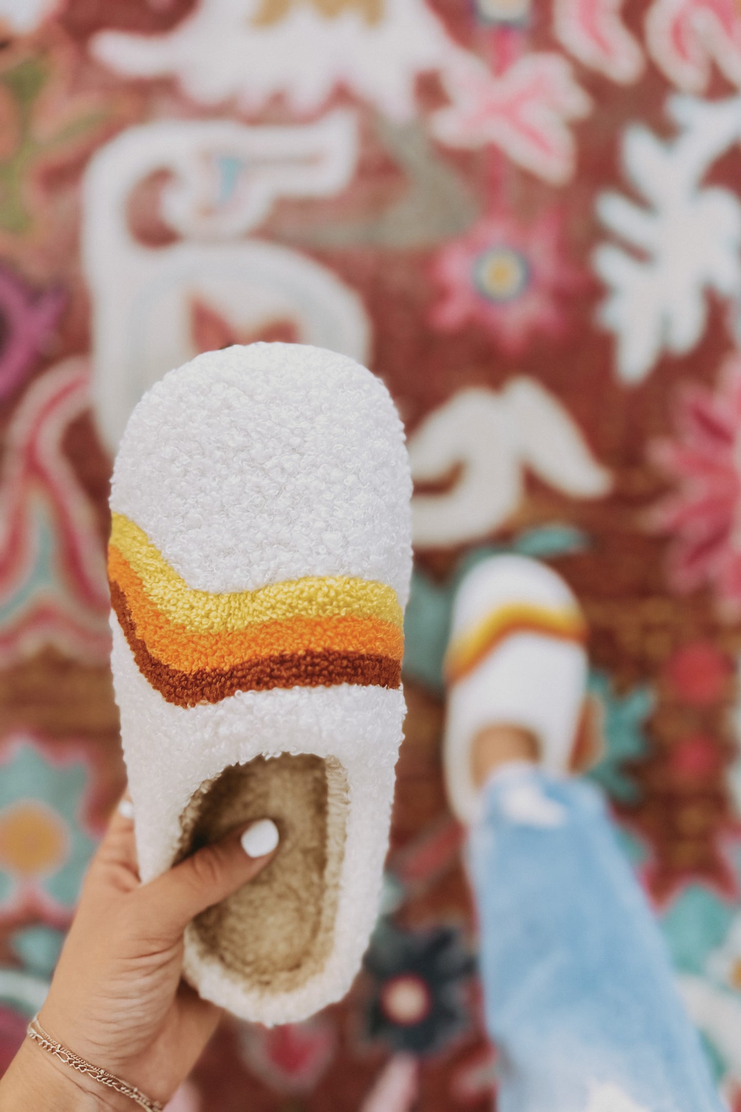 Retro Path Sherpa Slippers