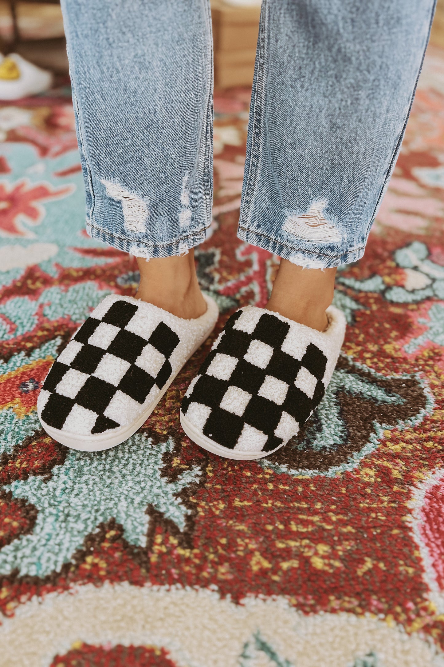 Checkered Sherpa Slippers