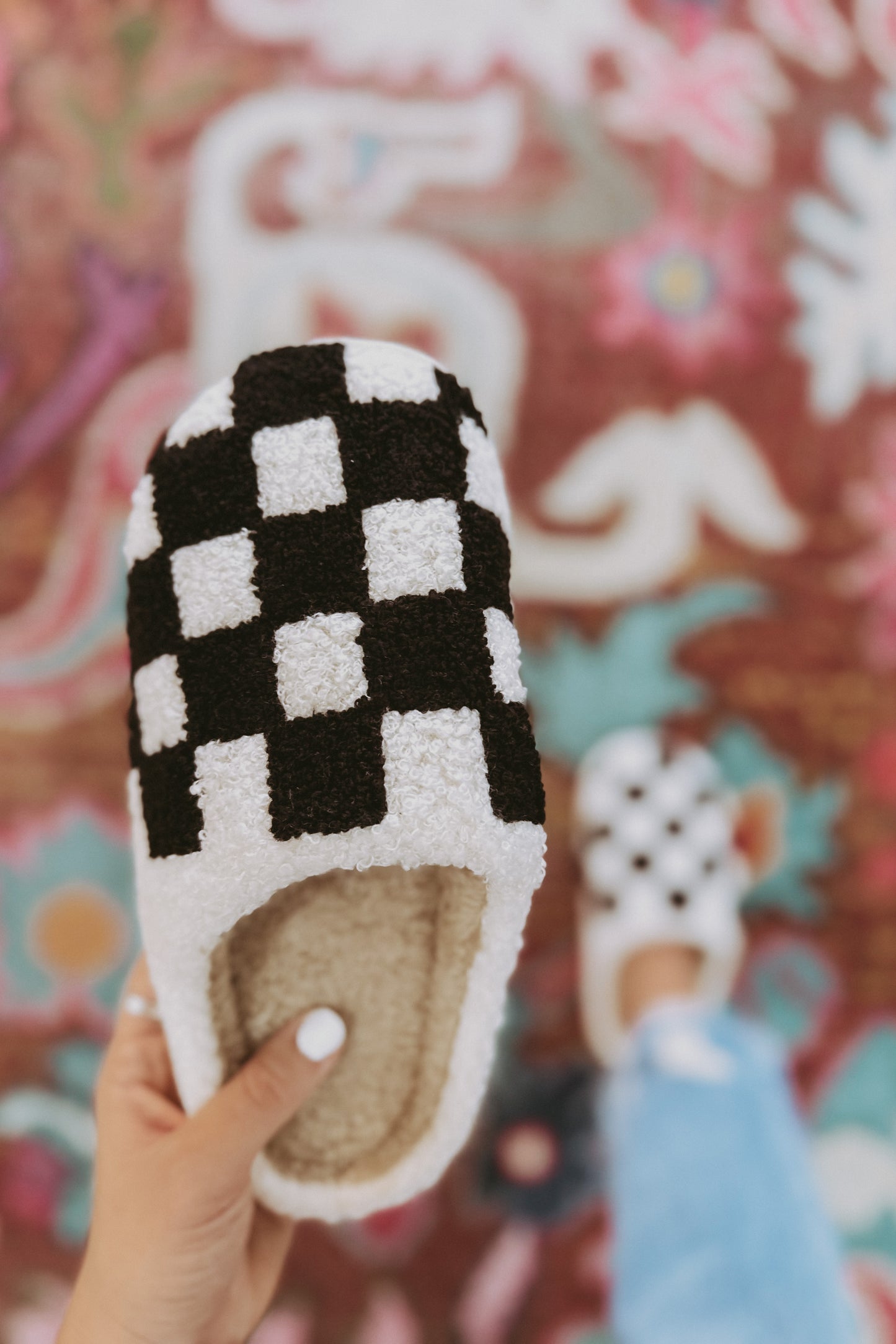 Checkered Sherpa Slippers