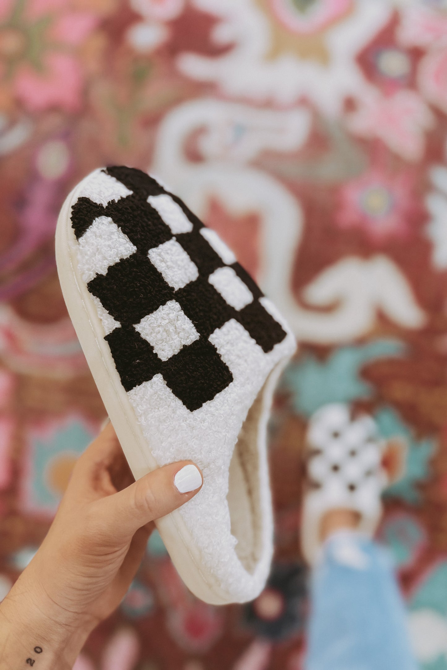 Checkered Sherpa Slippers