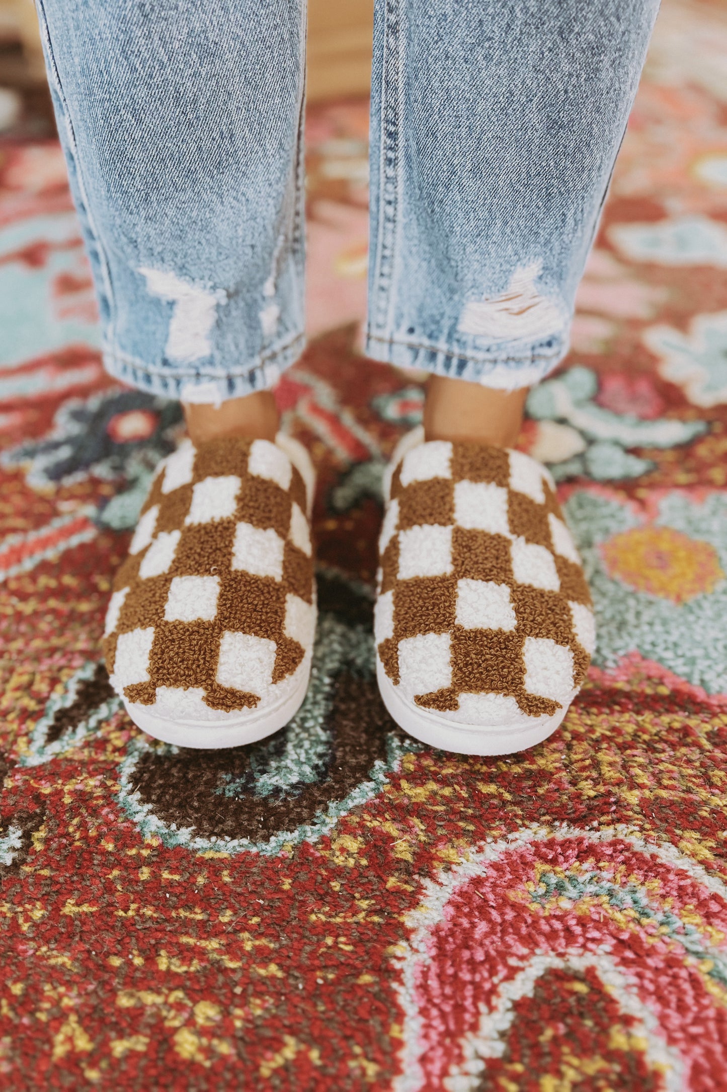 Checkered Sherpa Slippers