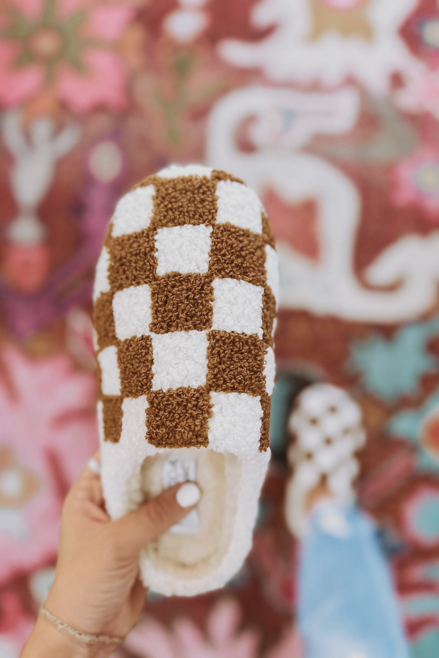 Checkered Sherpa Slippers
