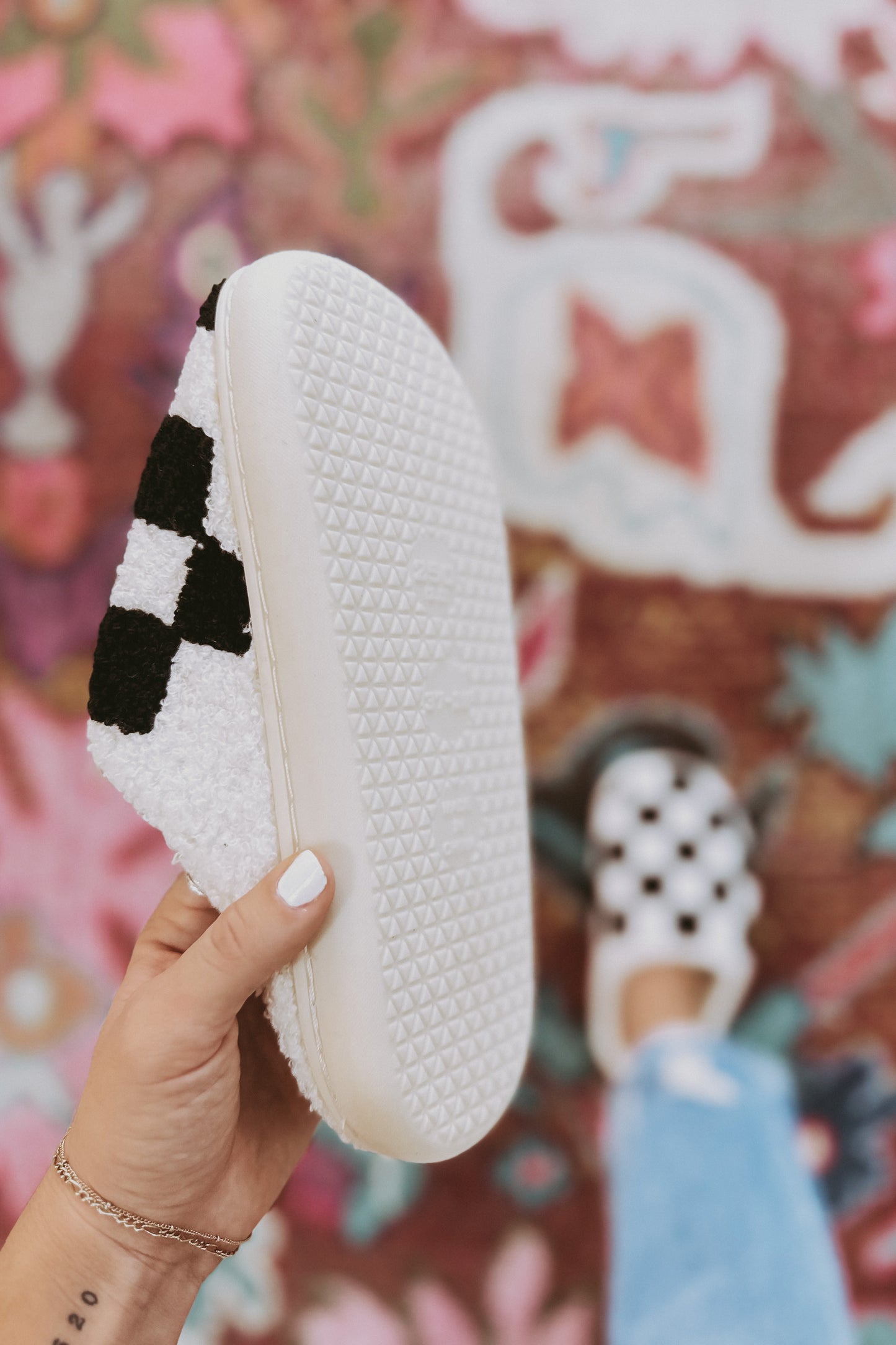 Checkered Sherpa Slippers