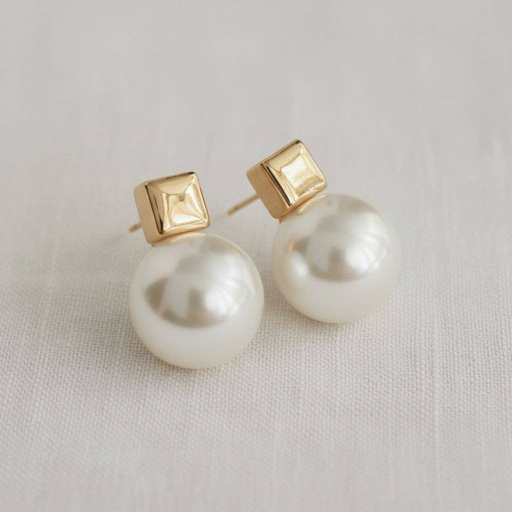 Modern Pearl Drop Studs