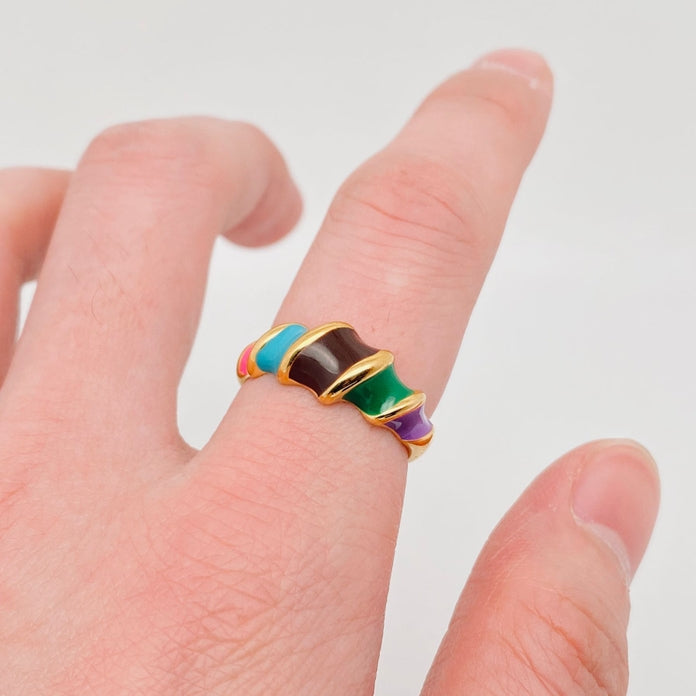 Birdie & Fern Vintage Inspired Adjustable Enamel Ring