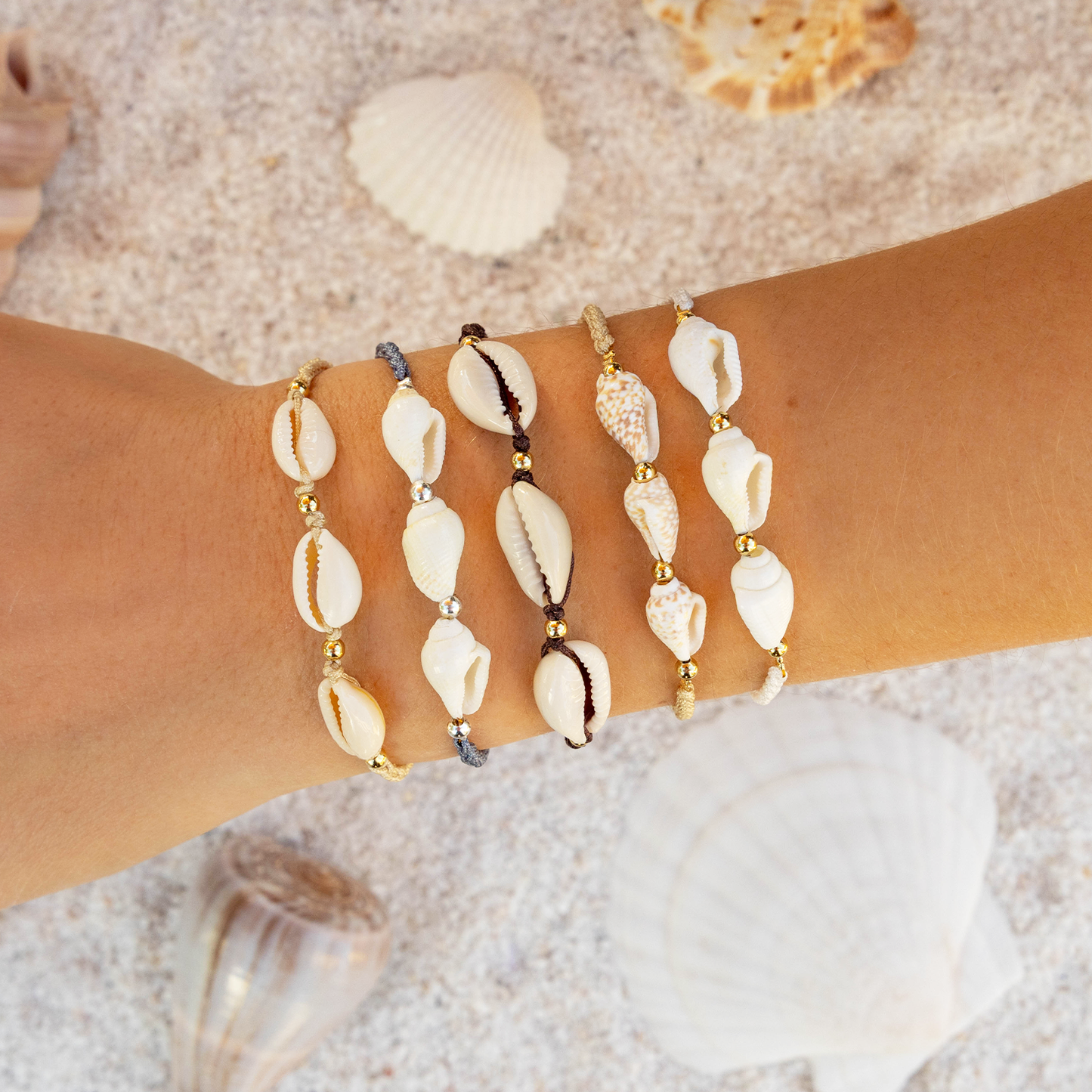 Sunbaked Braided Shell Bracelet
