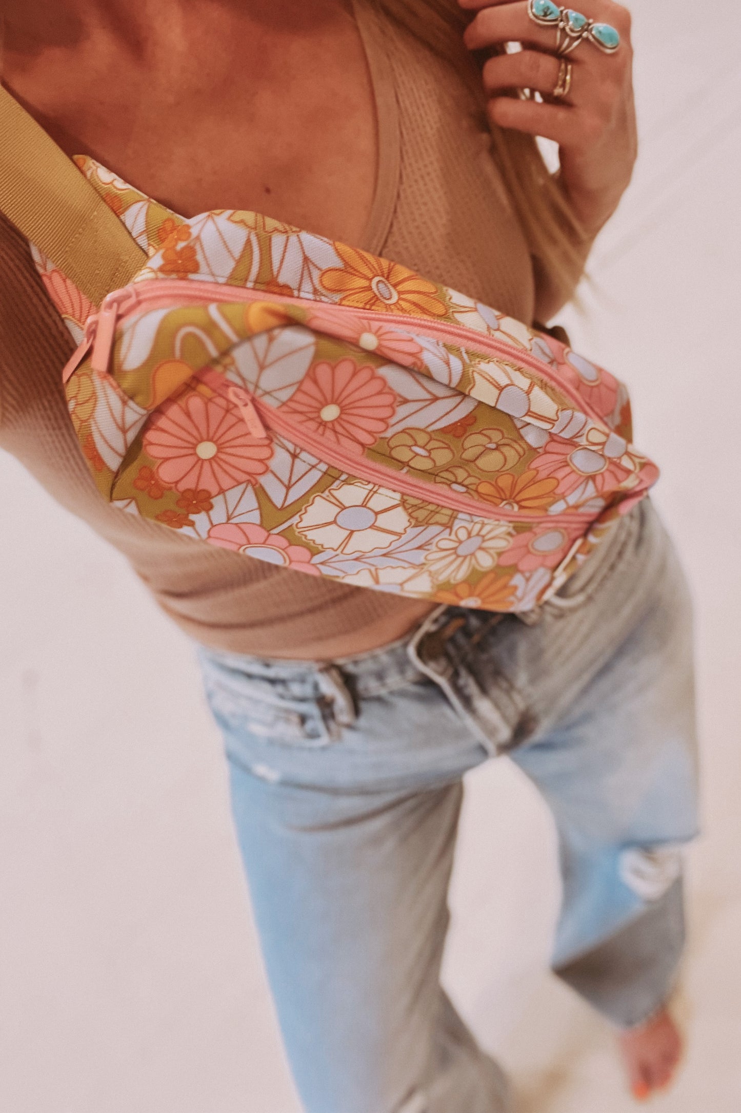 Retro Flower Canvas Hip Bag