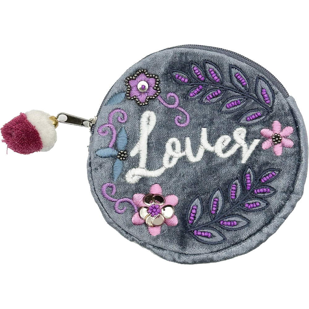 'Lover' Velvet Beaded Pouch