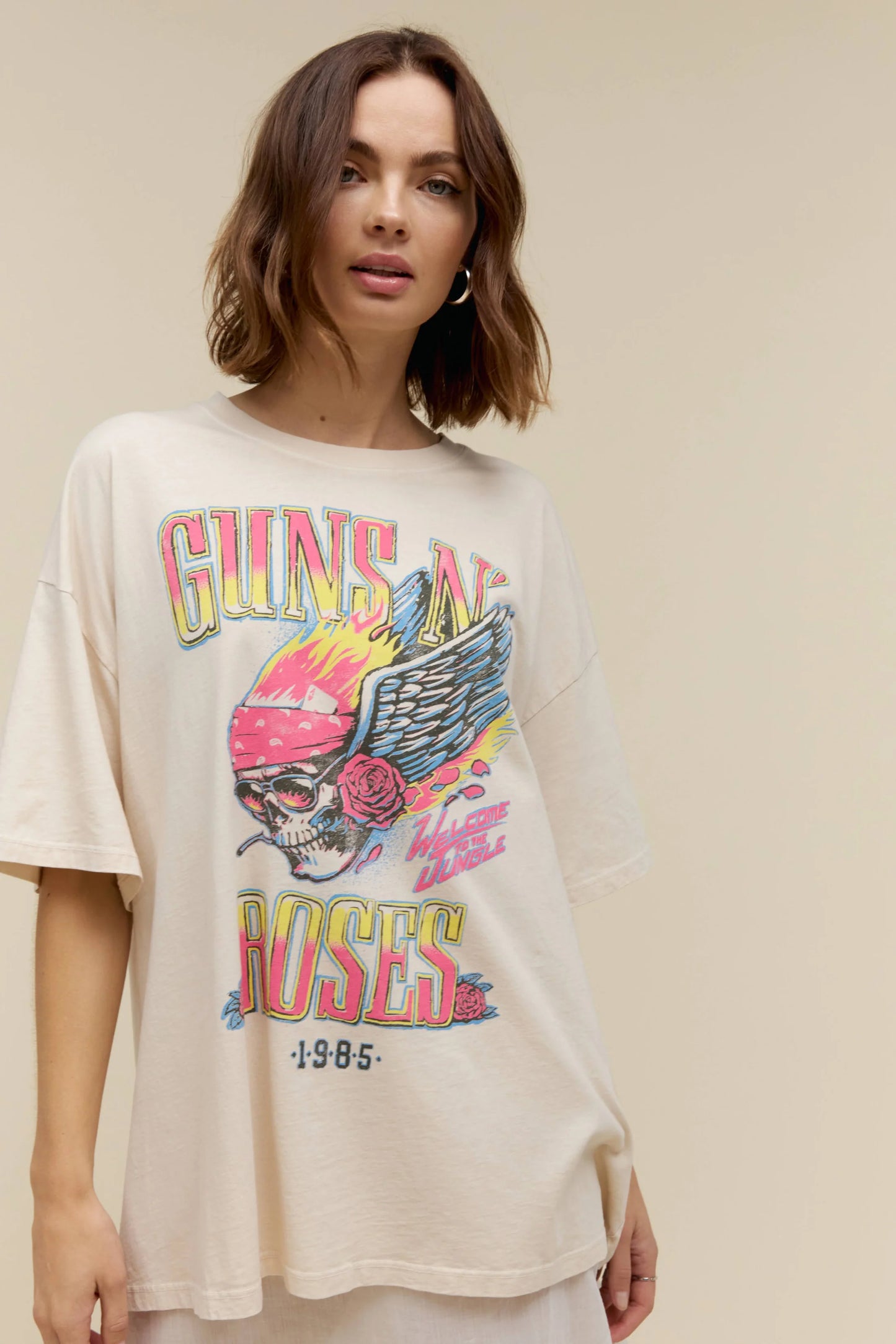 Guns N' Roses Flaming Skull One Size Tee