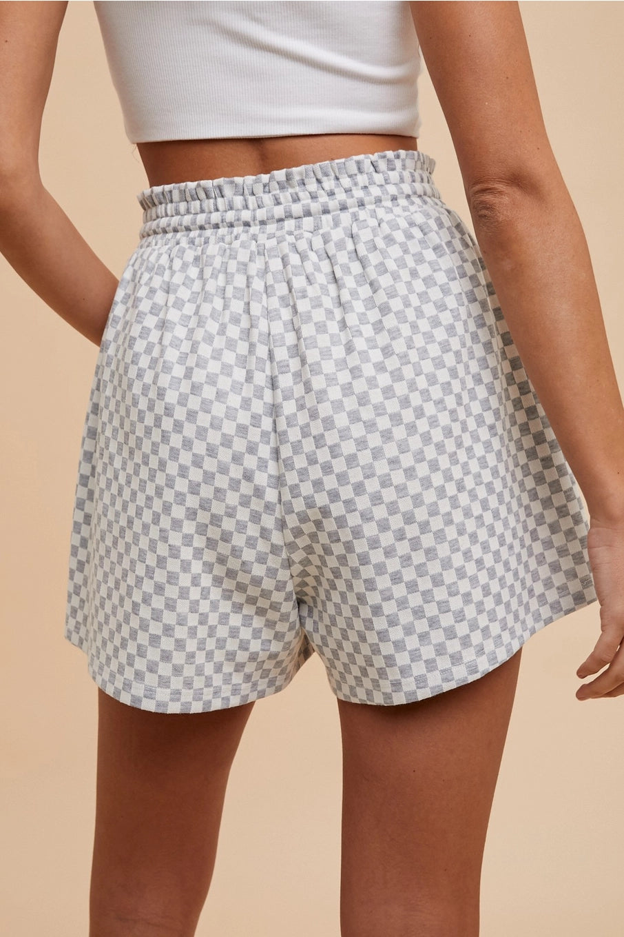 Quincy Checkerboard Shorts in Grey