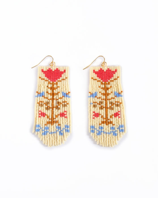 Vintage Flower Fringe Earrings