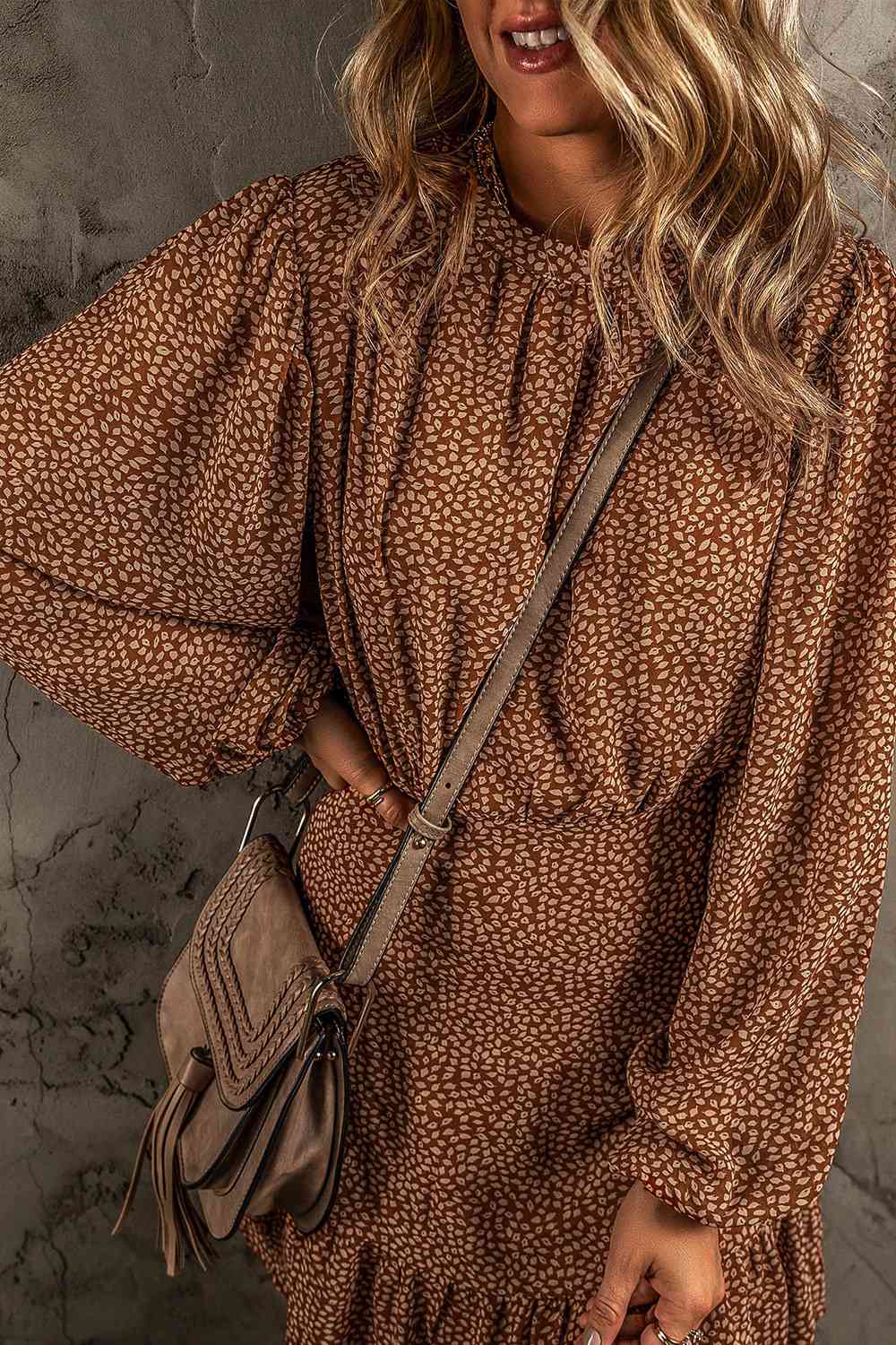 Ruffled Long Sleeve Dress