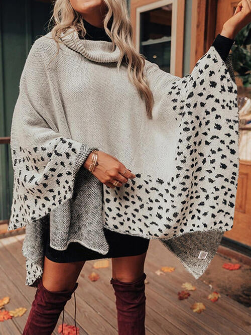 Pia Leopard Turtleneck Poncho