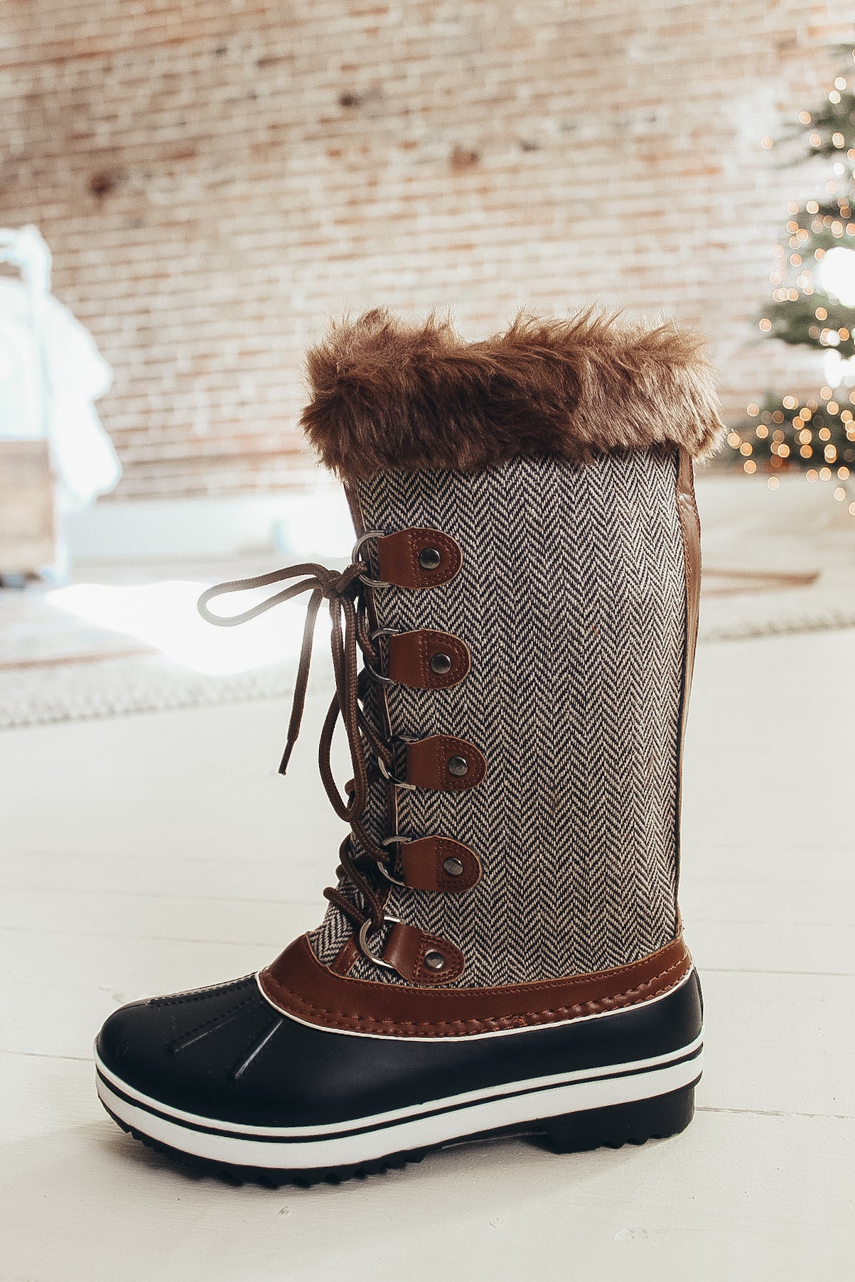 Tweed Fur Lined Duck Boots