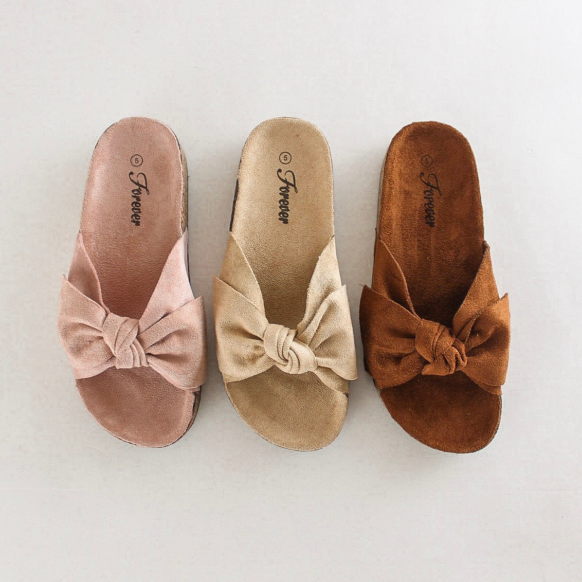 Suede Bow Slide