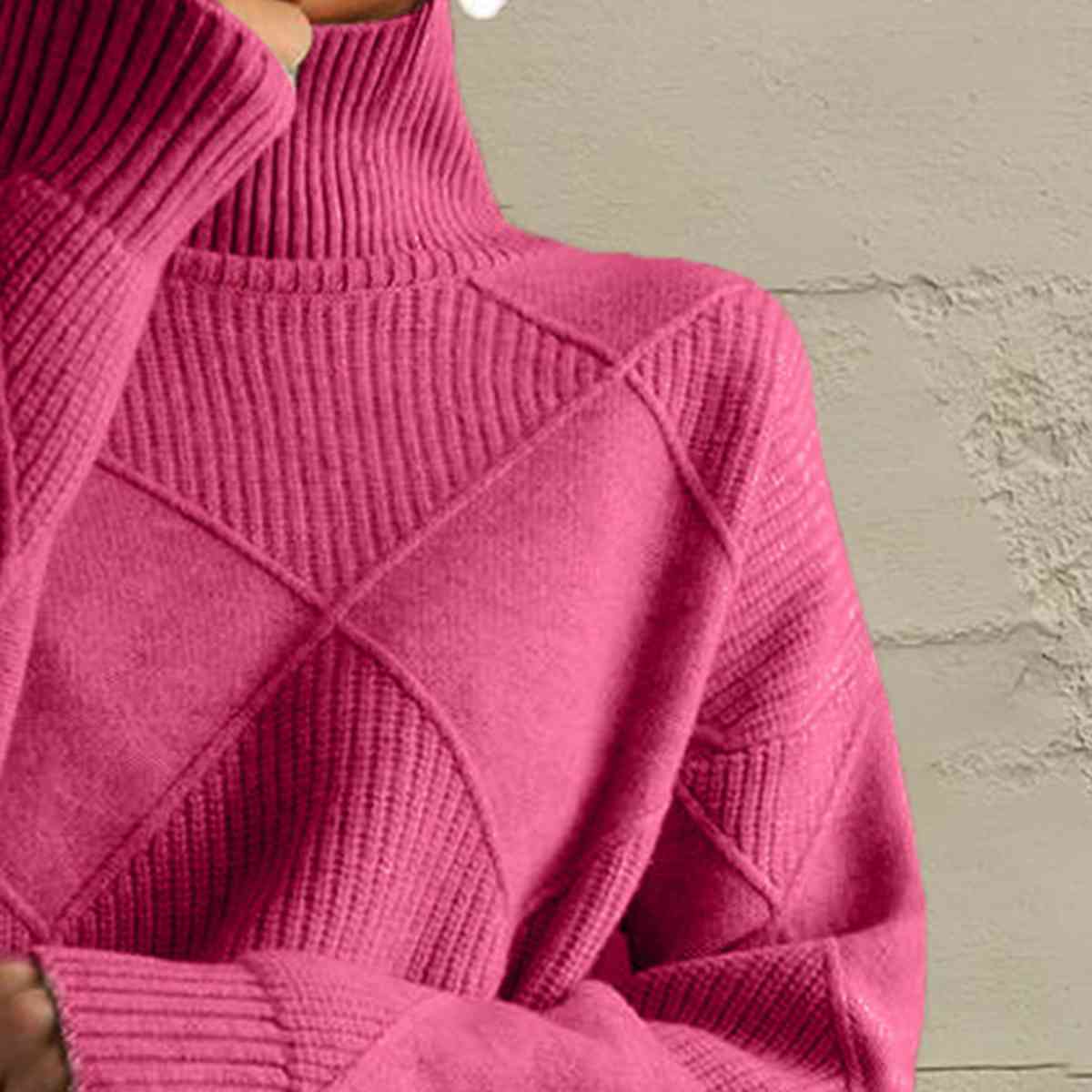 Janeve Geometric Turtleneck Sweater