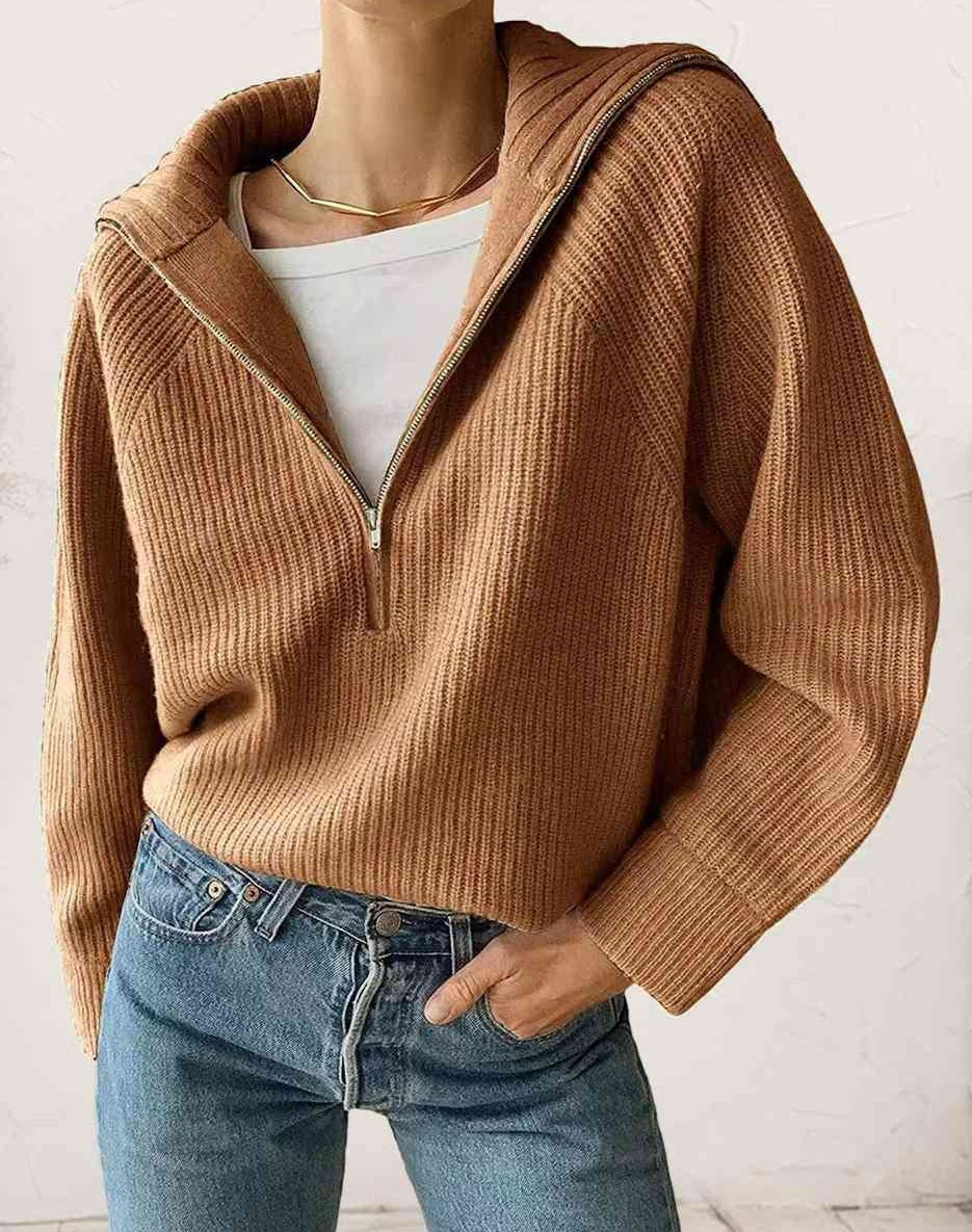 Molly HaIf Zip Knit Top
