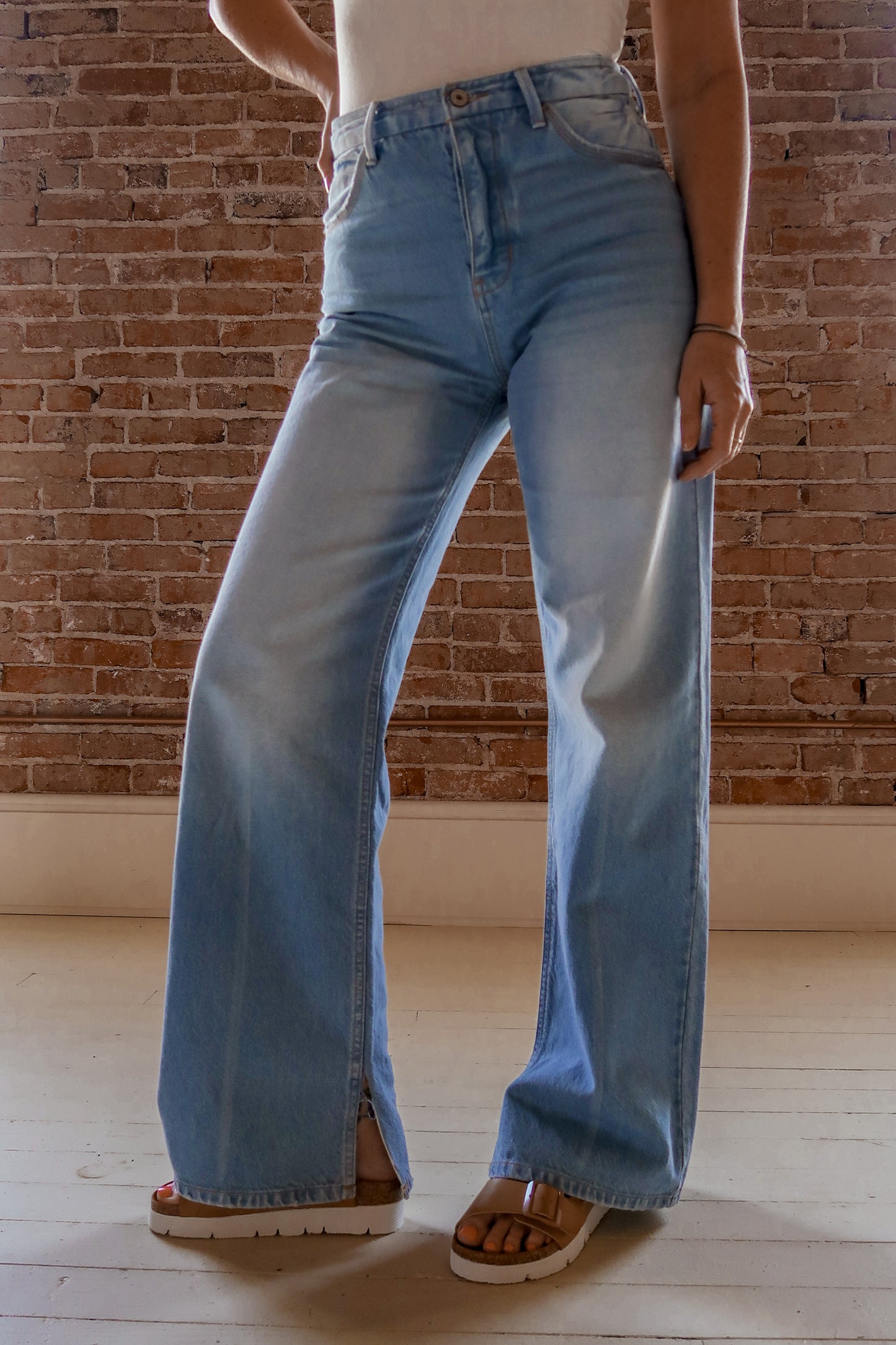 High Rise 90's Slit Leg Jeans
