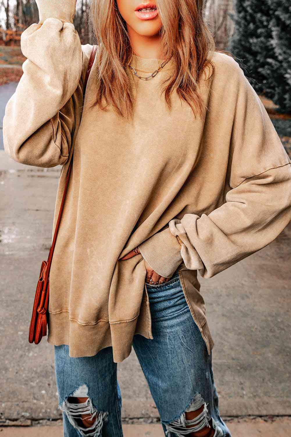 Throw On A Smile Oversized Sweatshirt