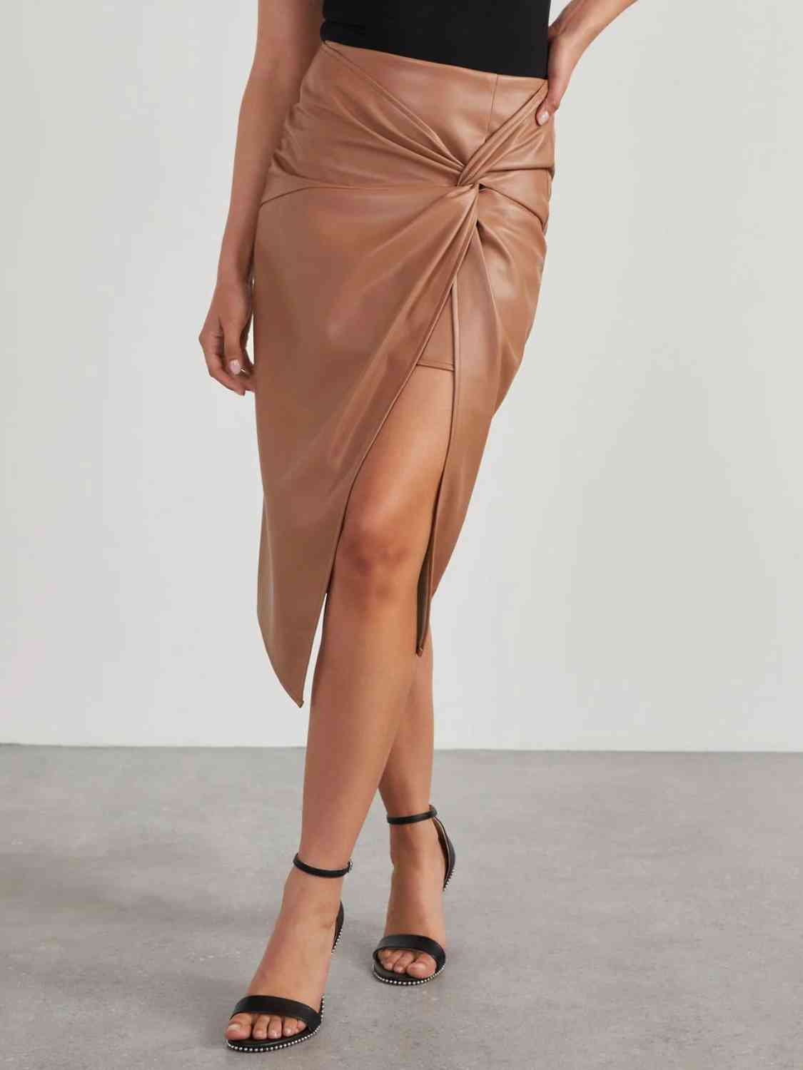 Twist The Story Pleather Skirt