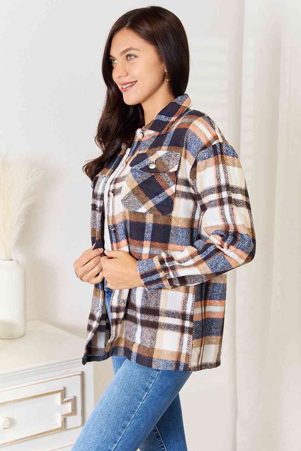 Blue and Gold Plaid Shirt
