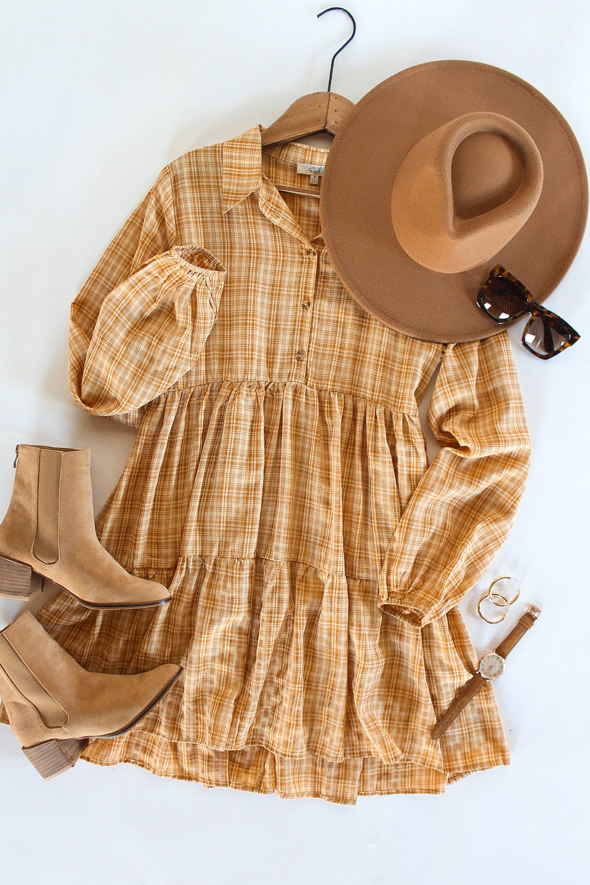 Plaid Harvest Tiered Dress