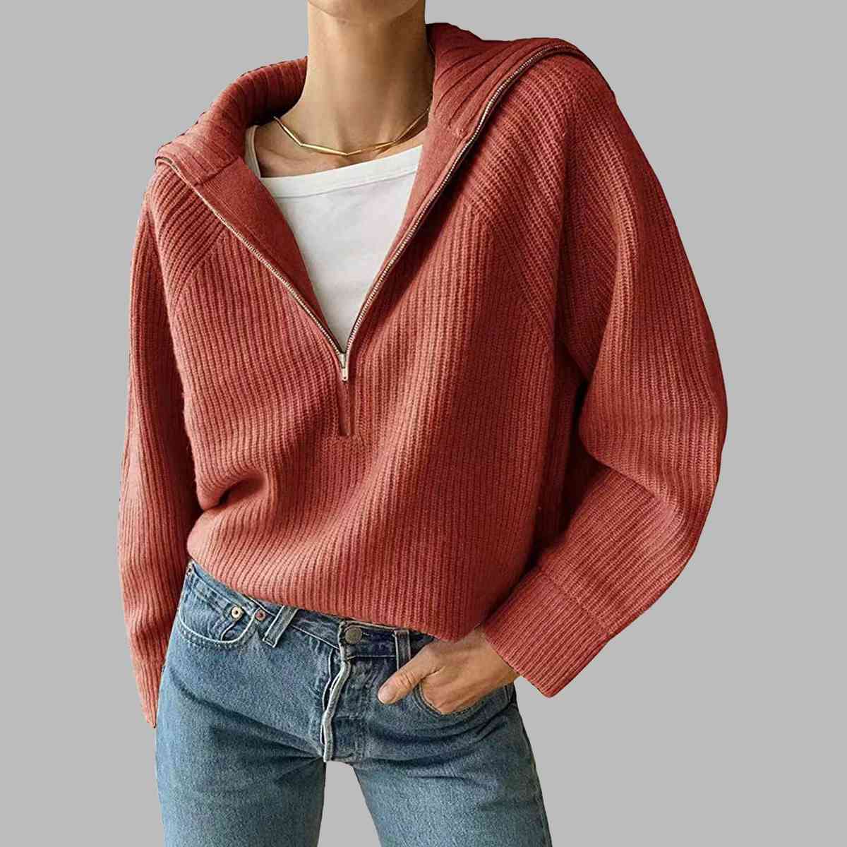 Molly HaIf Zip Knit Top