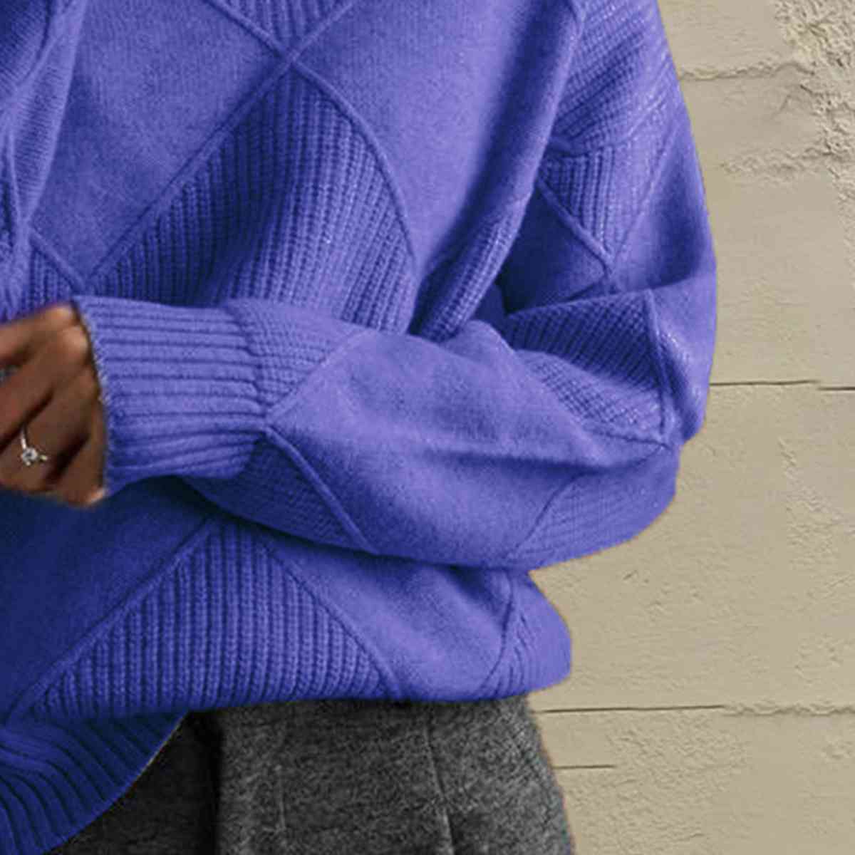 Janeve Geometric Turtleneck Sweater