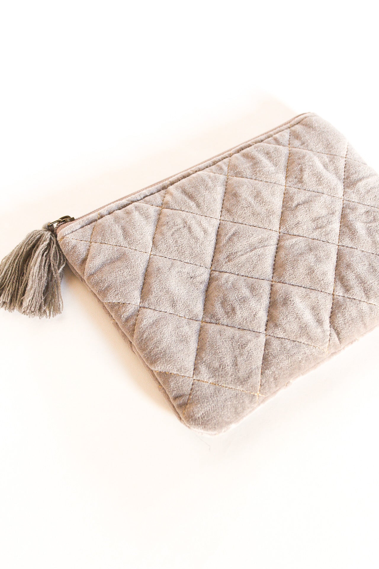 Velour Quilted Accessory Bag