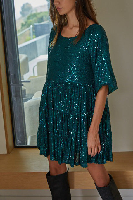Tiered Sequin Sneaker Dress