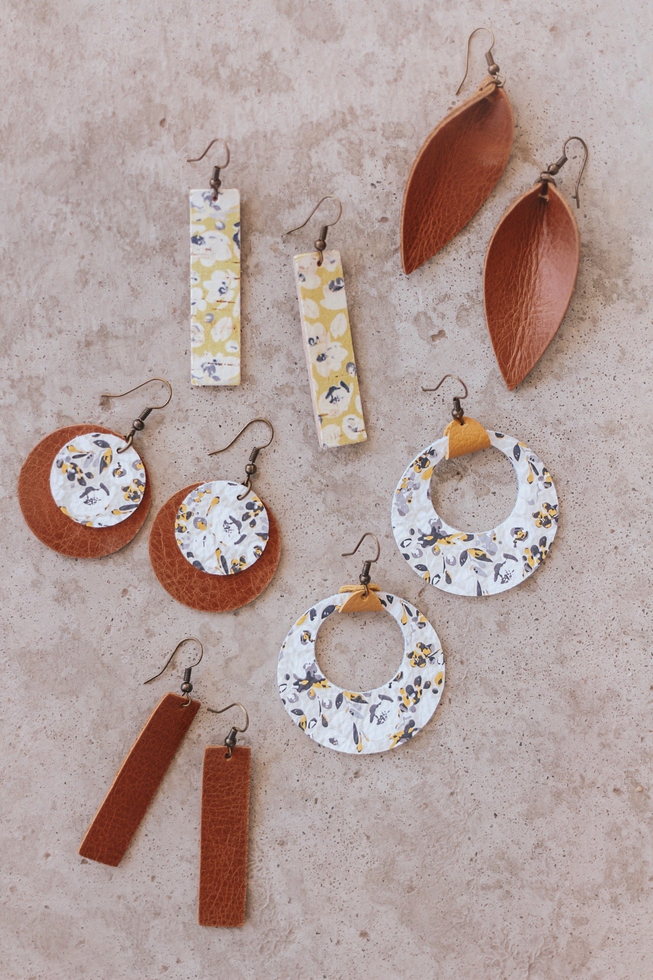 Jones & Lake Leather Drop Bar Earrings