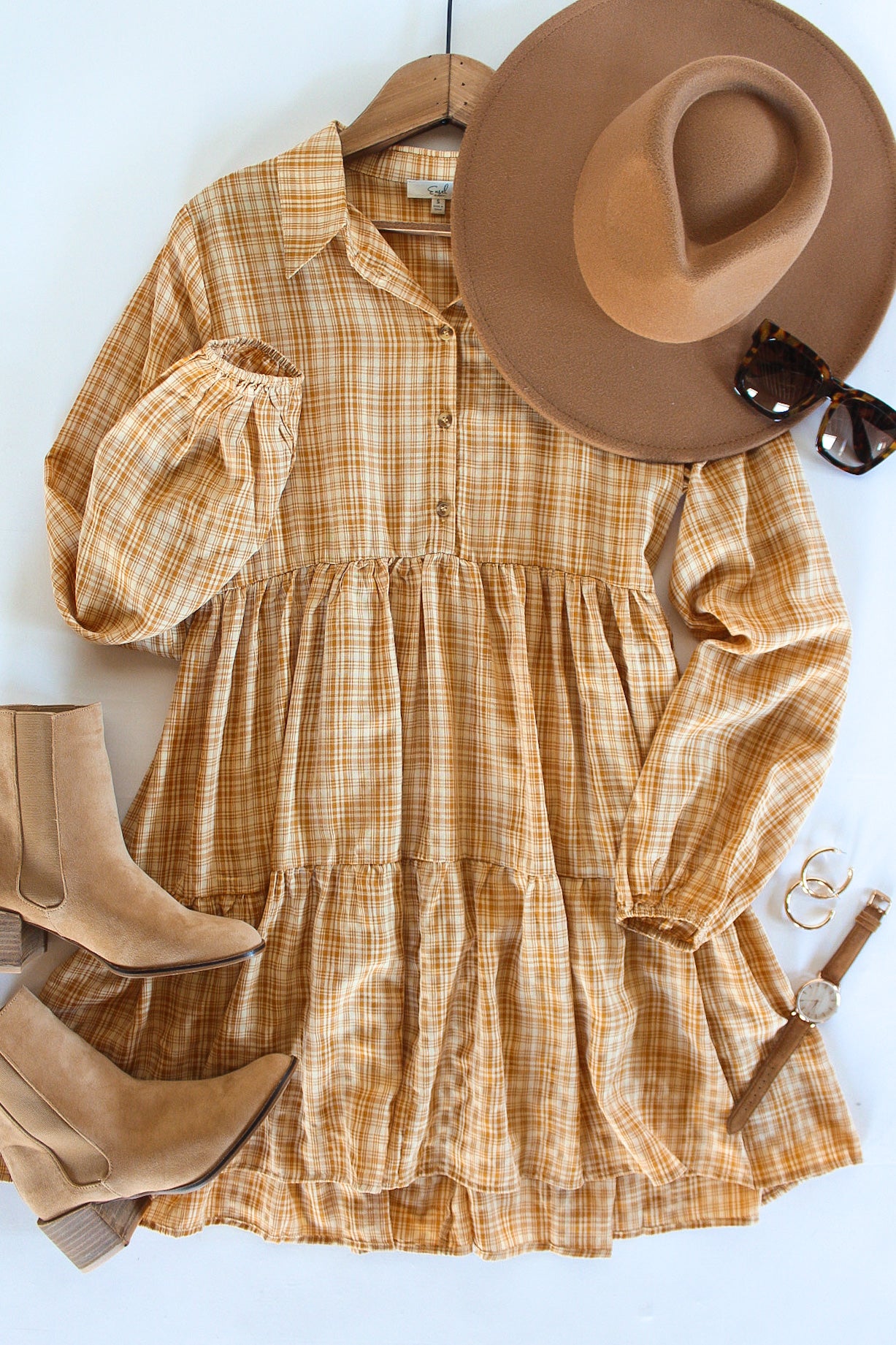 Plaid Harvest Tiered Dress