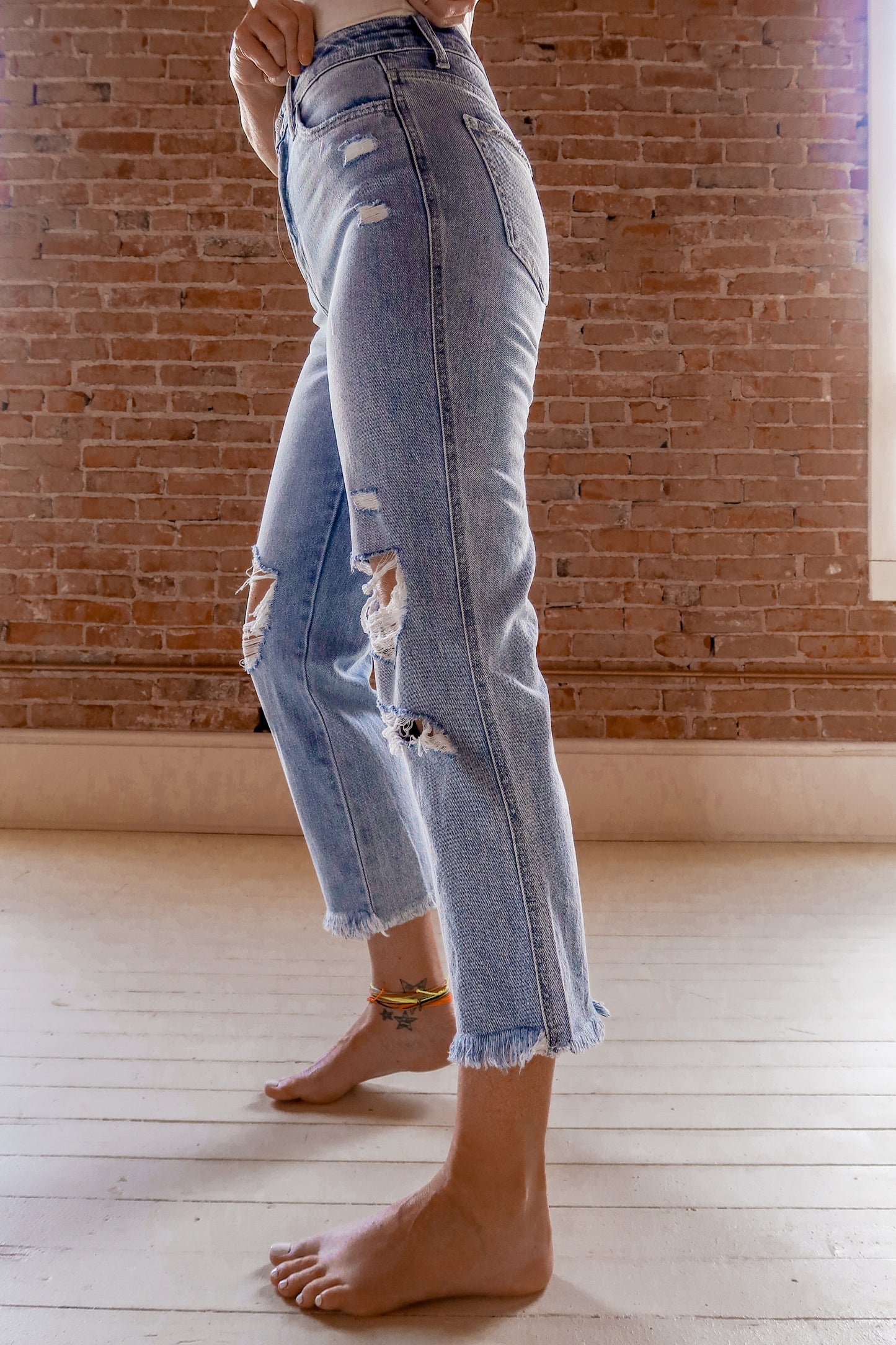 Flying Monkey Super High Rise Vintage Frayed Hem Jeans