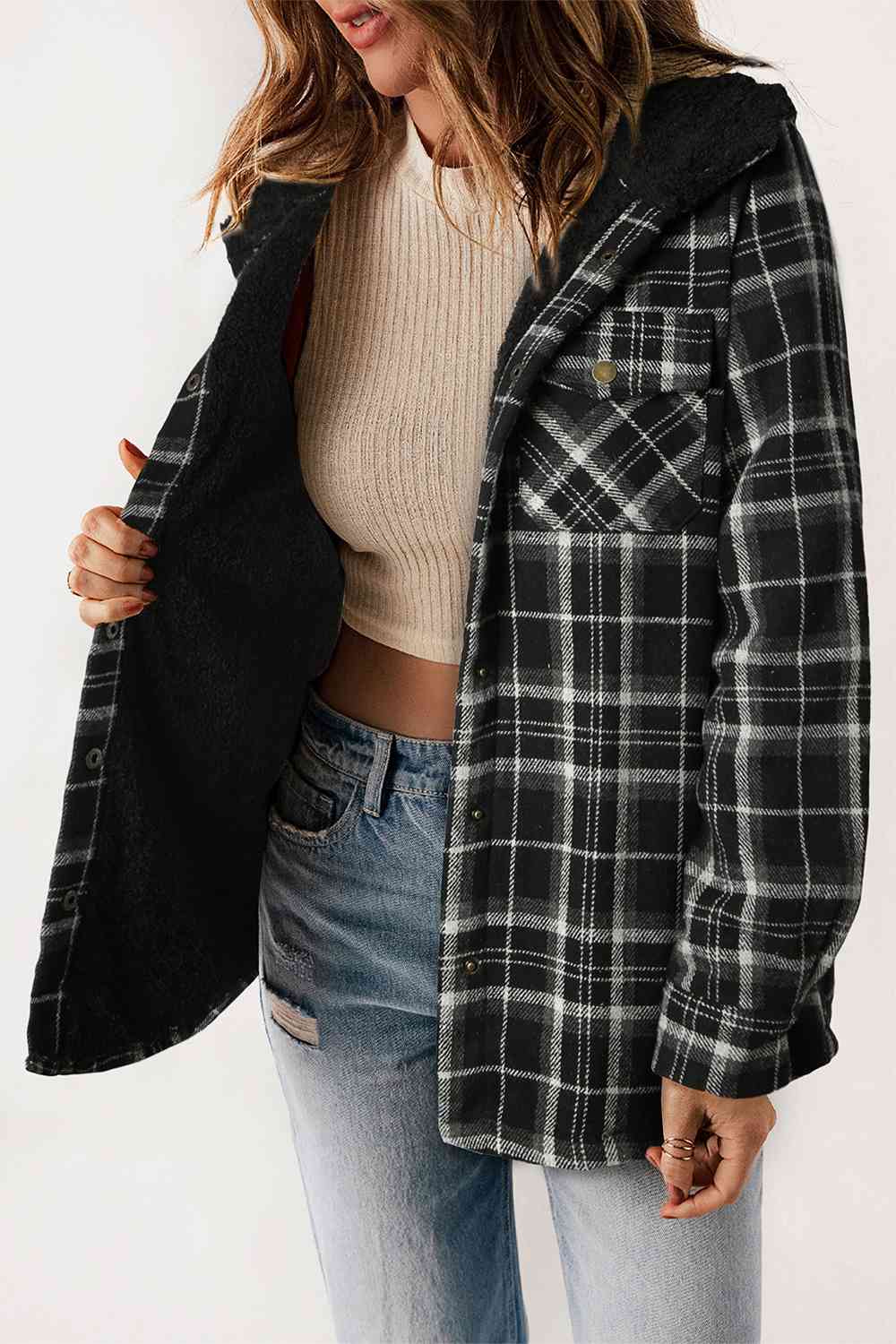 Fallin' Fur Lined Plaid Jacket