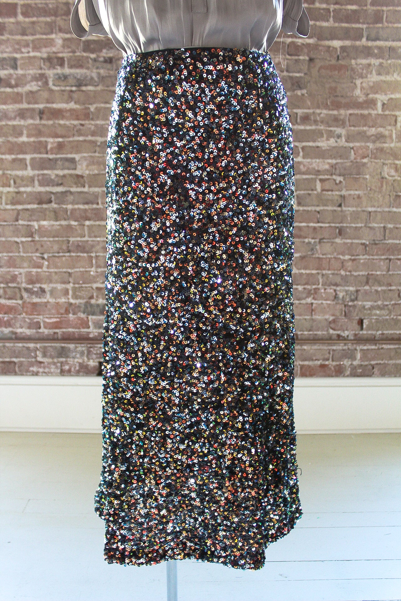 Rainbow Sequin Midi Skirt