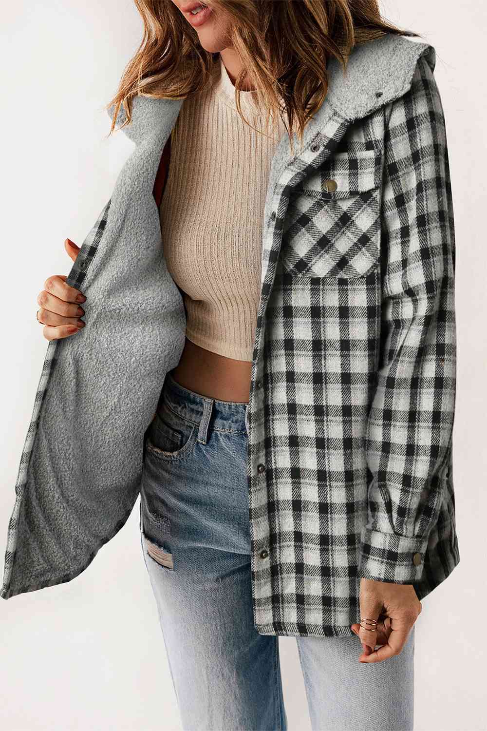 Fallin' Fur Lined Plaid Jacket