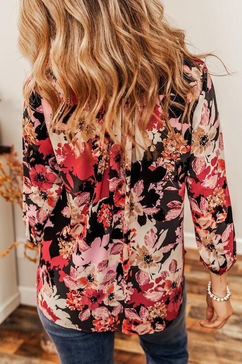 Fiona Notched Long Sleeve Blouse