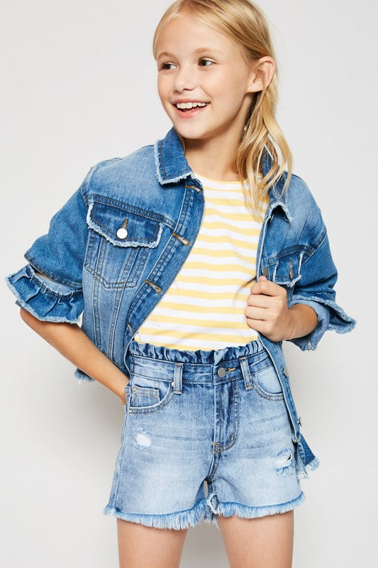 Girls Distressed Denim Shorts