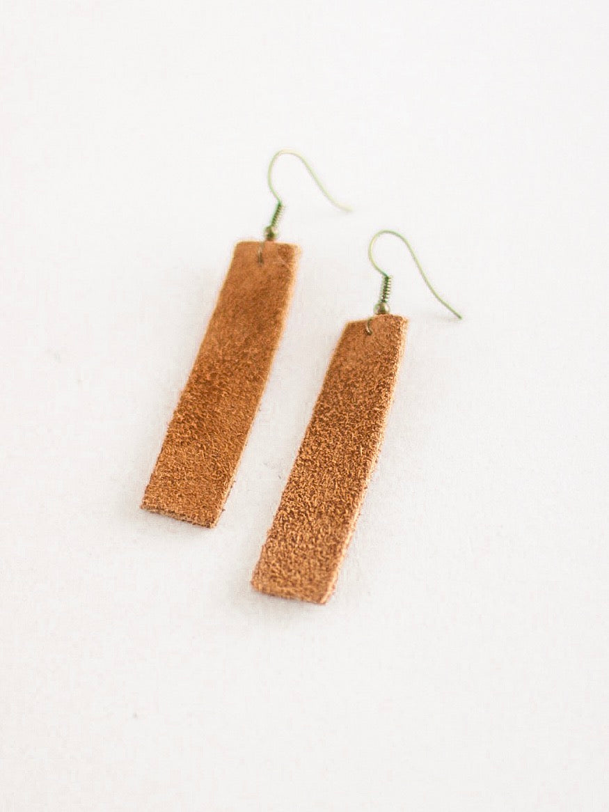 Jones & Lake Leather Drop Bar Earrings