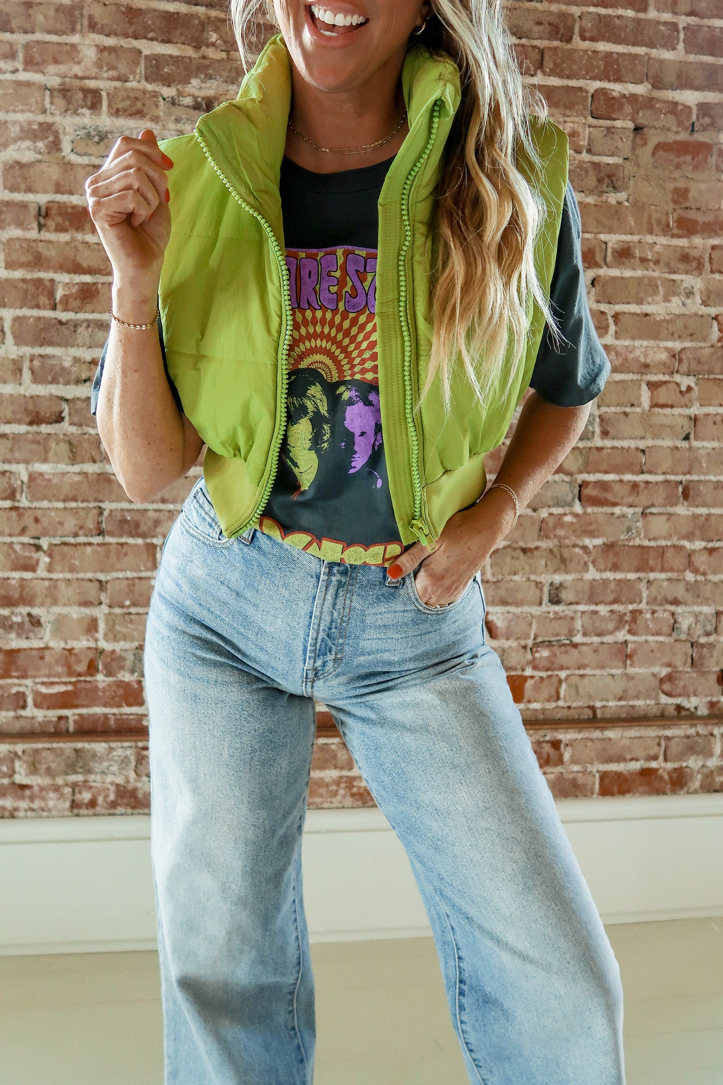 Funnel Neck Cropped Puffer Vest